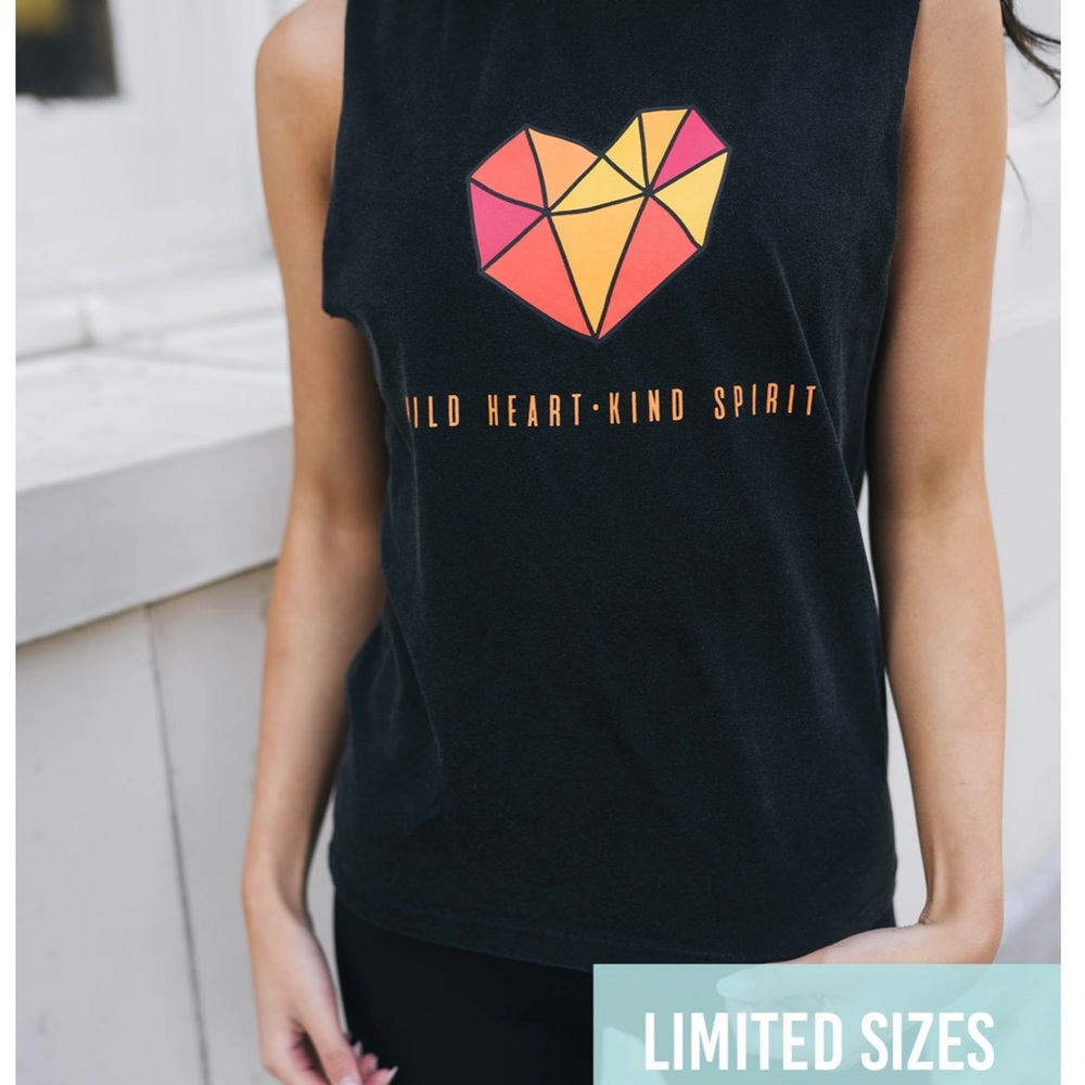 NEW Zyia Black Wild Heart Vintage Tank, Large
